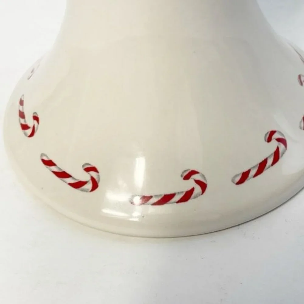 Casafina Nutcracker White Ceramic Candle Holder Candy Cane Design 12 TD122-WHI